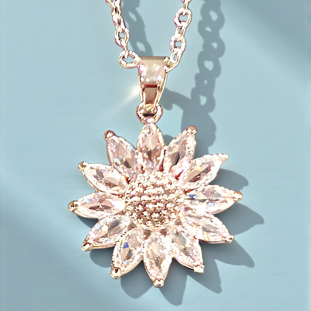 Gold Sunflower Pendant Necklace